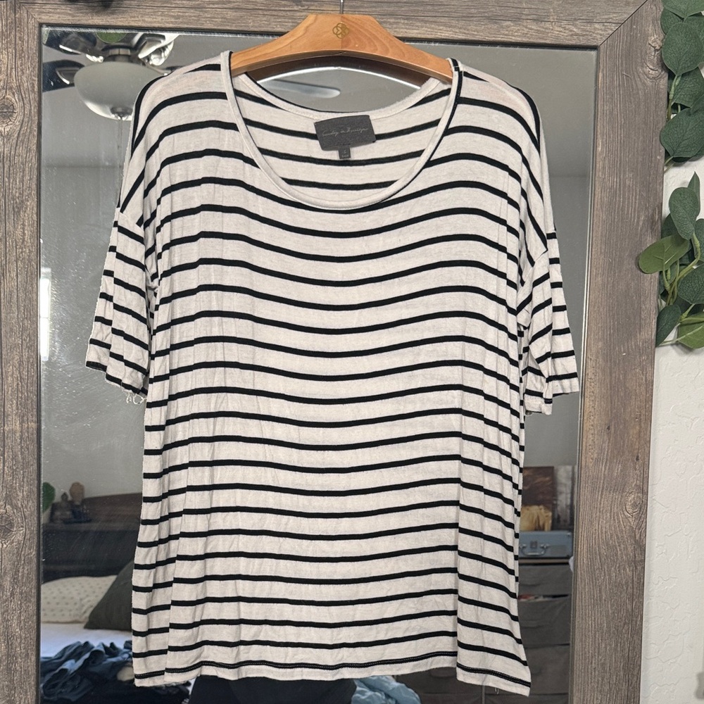 Sunday in Brooklyn Black and White Striped Short Sleeve Tee